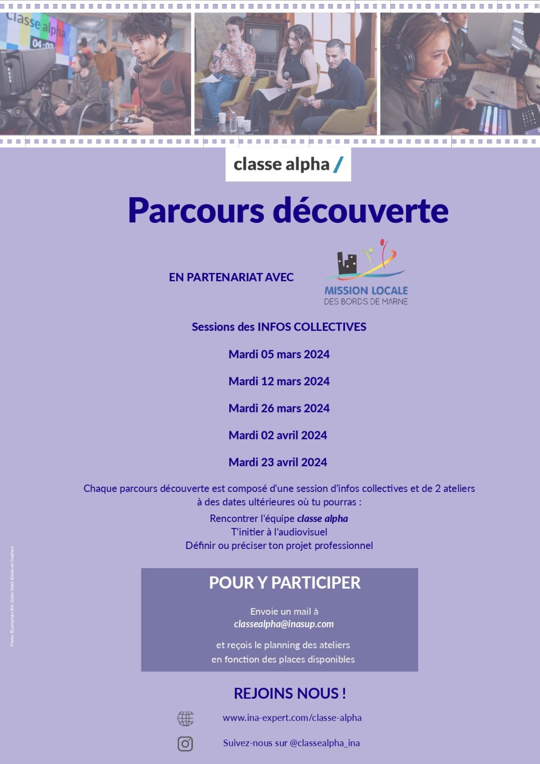 parcours découverte classe alpha INA PLANNING