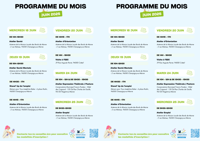 Programme du Mois de Juin