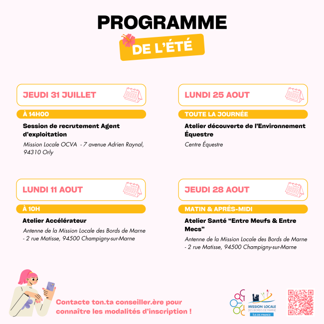 PROGRAMME DU MOIS D'AOÛT