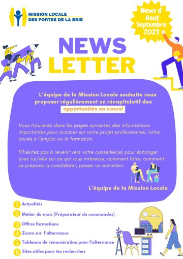 Newsletter Mission Locale des Portes de la Brie