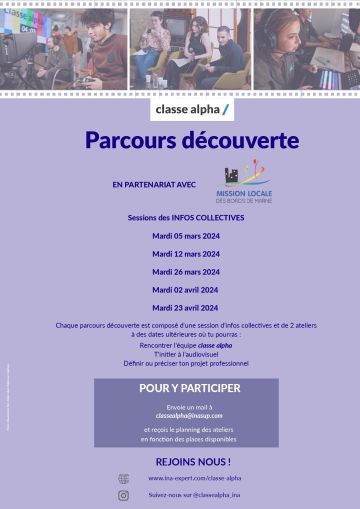 parcours découverte classe alpha INA PLANNING